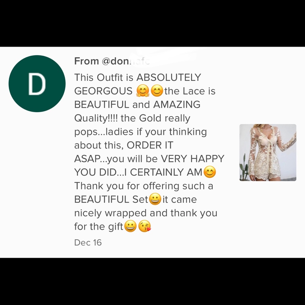 Gold Lace Embroidered Scallop Crochet 2 Piece Set - Picture 4 of 8